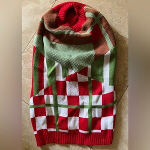 Dog Sweater - Red/White/Green - Sz L - Top Length 23”